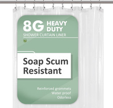 Cortina baño 60x72in PEVA con 6 imanes 10 ojales impermeable sin PVC color claro