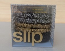 Slip 6pc Pure Silk Skinny Scrunchies: 2 x Leopard, 2 x Gold, 2 x Black