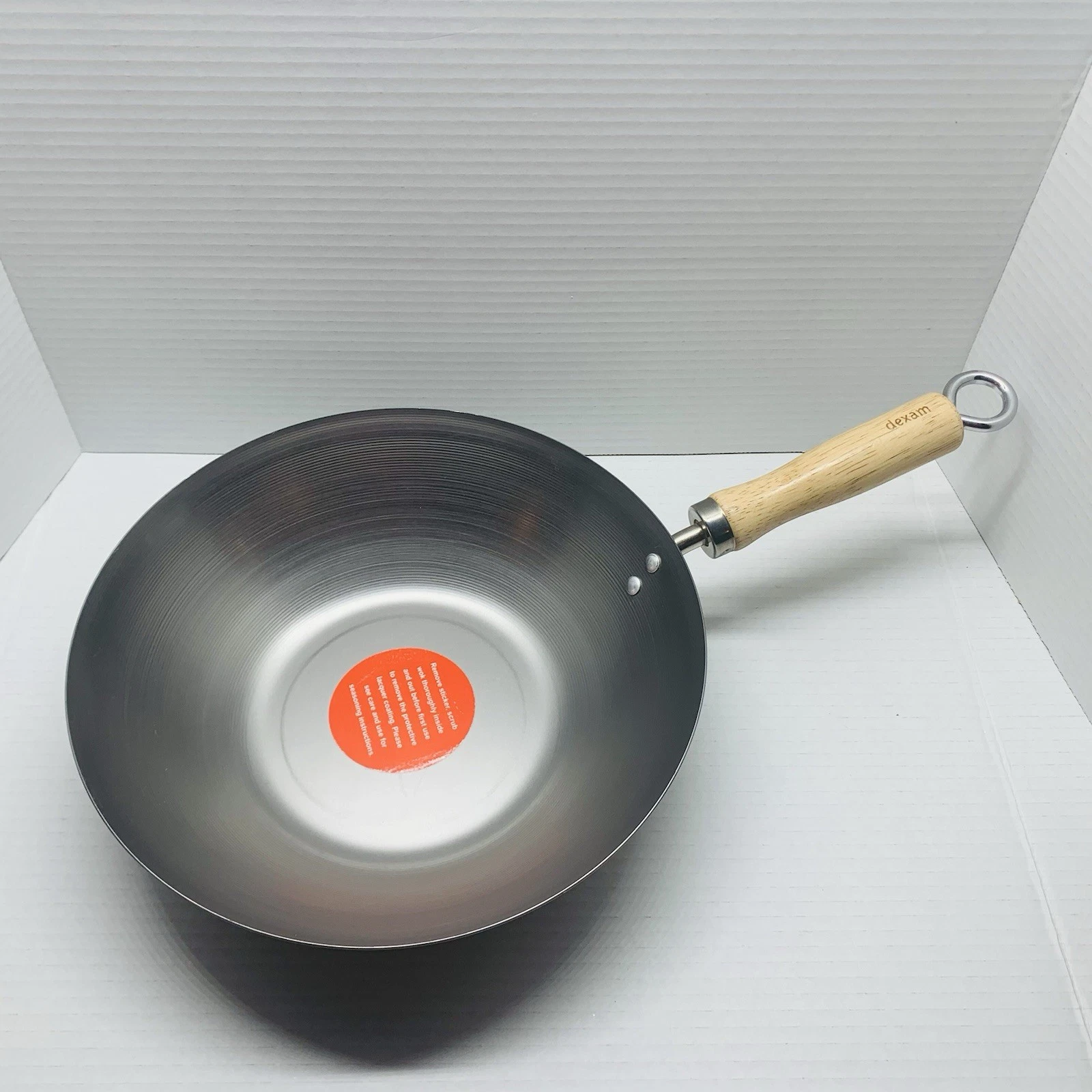 Dexam Carbon Steel Wok With Wood Handle 10.5 inch