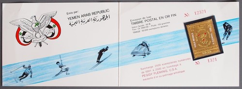 YEMEN 1968 OLYMPICS, XF MNH/** pure GOLD Foil Stamp in "Fleming / USA" Booklet ! - Picture 4 of 5