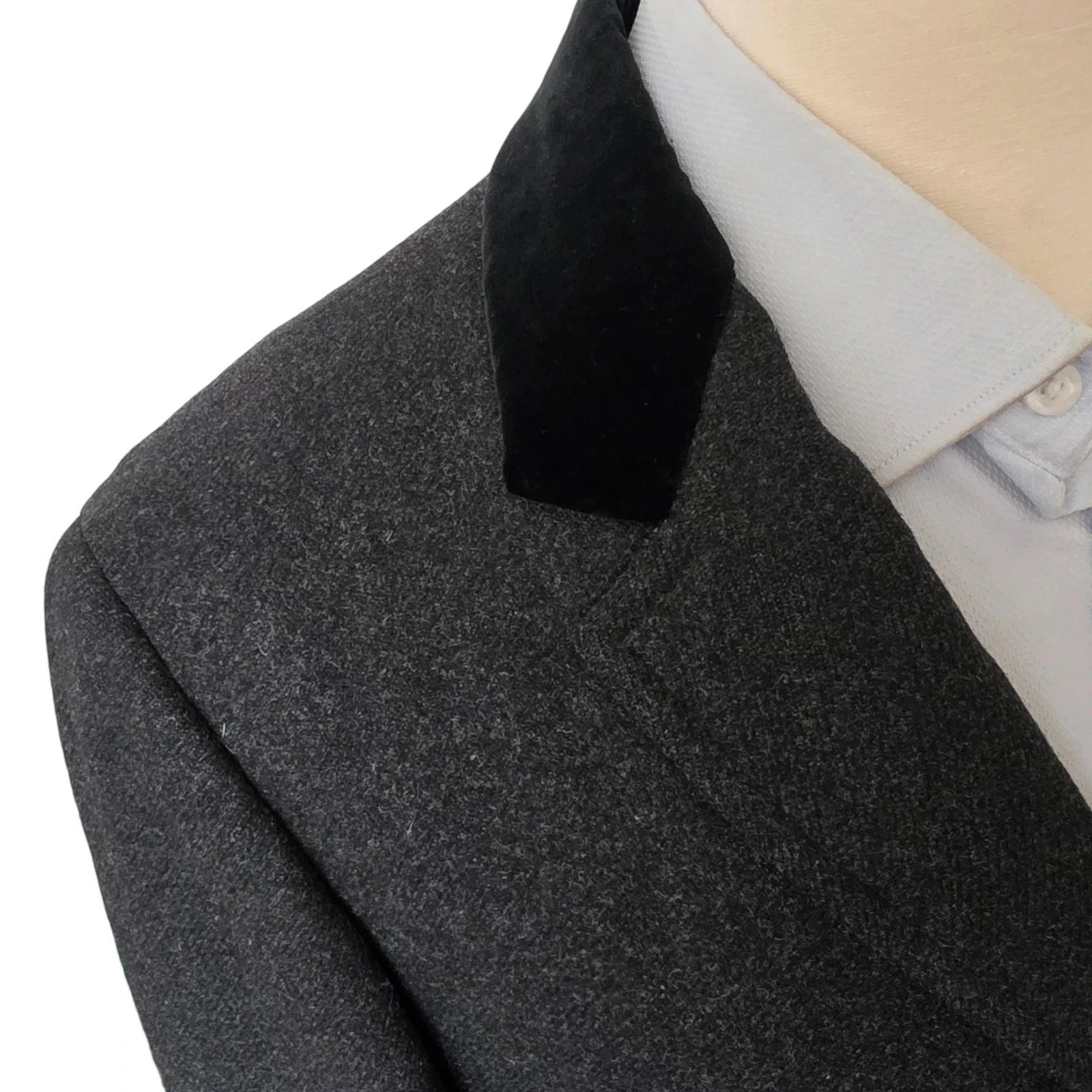 Vintage 1950s Chesterfield Overcoat 40r Bespoke Charcoal Wool Velvet image 5