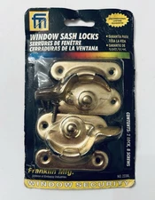Classic SOLID BRASS Window Sash Lock Lot of 2 by Franklin Mfg. NEW