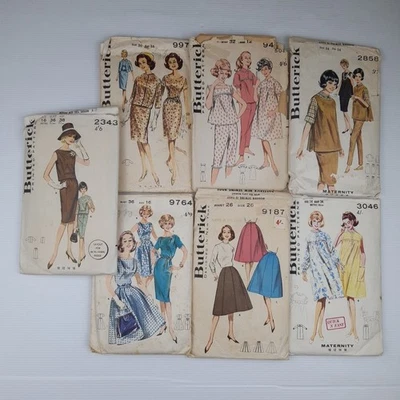 7 Sewing Pattern Women's Butterick Bundle Cut & Used Size 12-16 Vintage - image 1 of 4