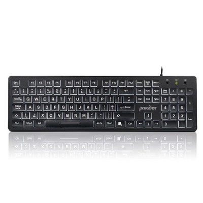 Perixx PERIBOARD317 Kabelgebundene USB-Tastatur, Weiße LED-Hintergrundbeleuchtung, Großdruckbeleuchtung...