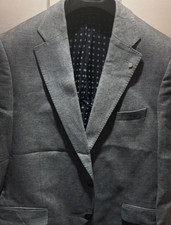 GANT Classic Fit Grey Herringbone Wool 2-Piece Suit Size 52 Regular