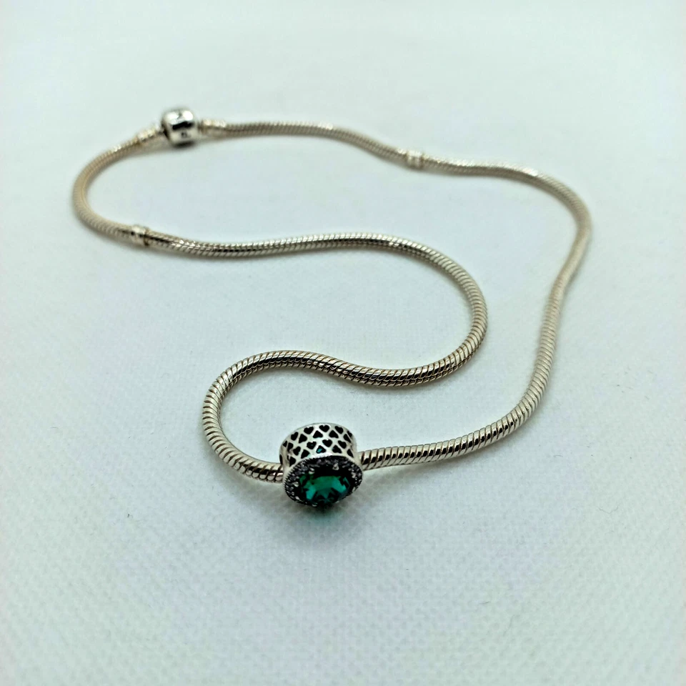 Collar PANDORA S925 ALE Verde y Transparente Circonita Cúbica Dije Foto 4 de 4