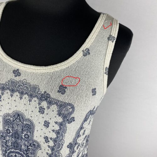Camiseta sin mangas Scotty S multicolor tejida estampada dobladillos redondeados Boho Festival Hippie JU - Imagen 4 de 12