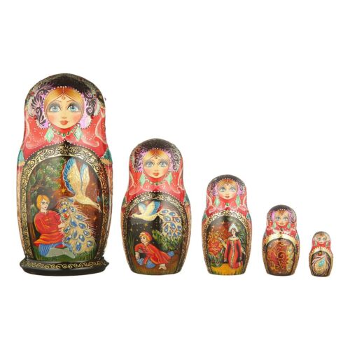 Hand painted Nesting Dolls Matryoshka 5 pcs set Fairy Tale 6'' (15cm) #MT021 - Afbeelding 1 van 2