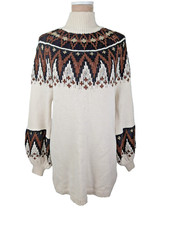 Free People Scotland Sweater Mini Dress Size XS Ivory Brown Fair Isle Boho Ski
