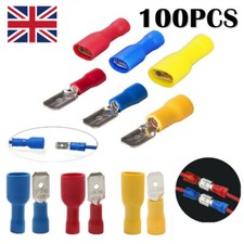 100PCS Crimp Terminals Insulated Electrical Wire Connectors Spade Lugs Kit