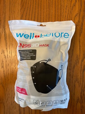 Black Well Before KN95 3 D Masks 10 pack adult size Individually Sealed