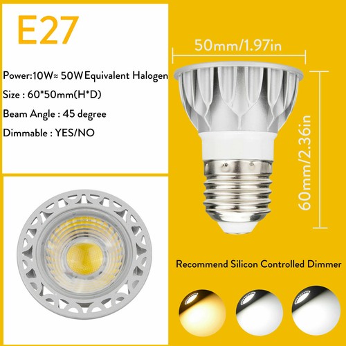 E27 GU10 GU5.3 MR16 10W LED 220V Dimmable SpotLight COB-K Bulb High Power Lamp - Picture 9 of 16