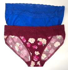 Natori One Size 2-Pack Bliss Perfection V-kini Panty 756092 Floral/Blue