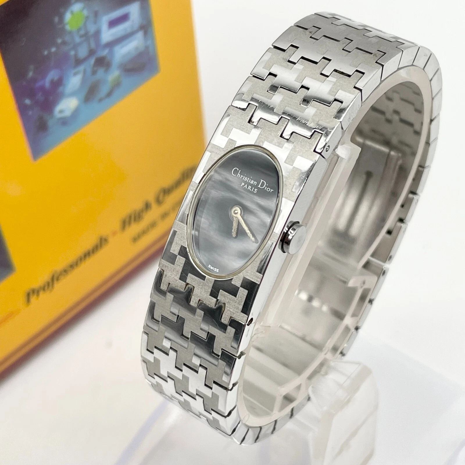 Montre Christian Dior Quartz Miss Dior cadran argenté noir femme D70 100 authentique