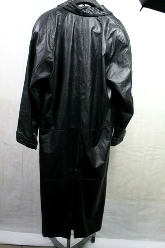 JACUELINE FERRAR womens size 14 UT black long sleeve button up leather long coat - Picture 2 of 2