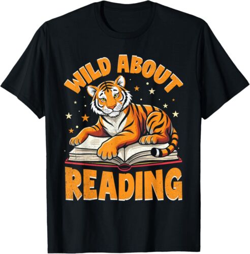 Wild About Reading Shirt Kids Youth Boys Teacher Tiger Lover T-Shirt