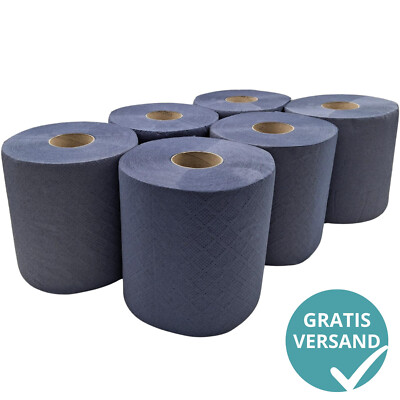 6x Putzrollen Putztuchrolle je 120 meter blau Putzpapier Papierrolle Werkstatt