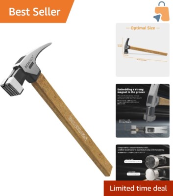 15 oz Claw Hammer with Milled Steel Head & Bamboo Handle for Precision Work