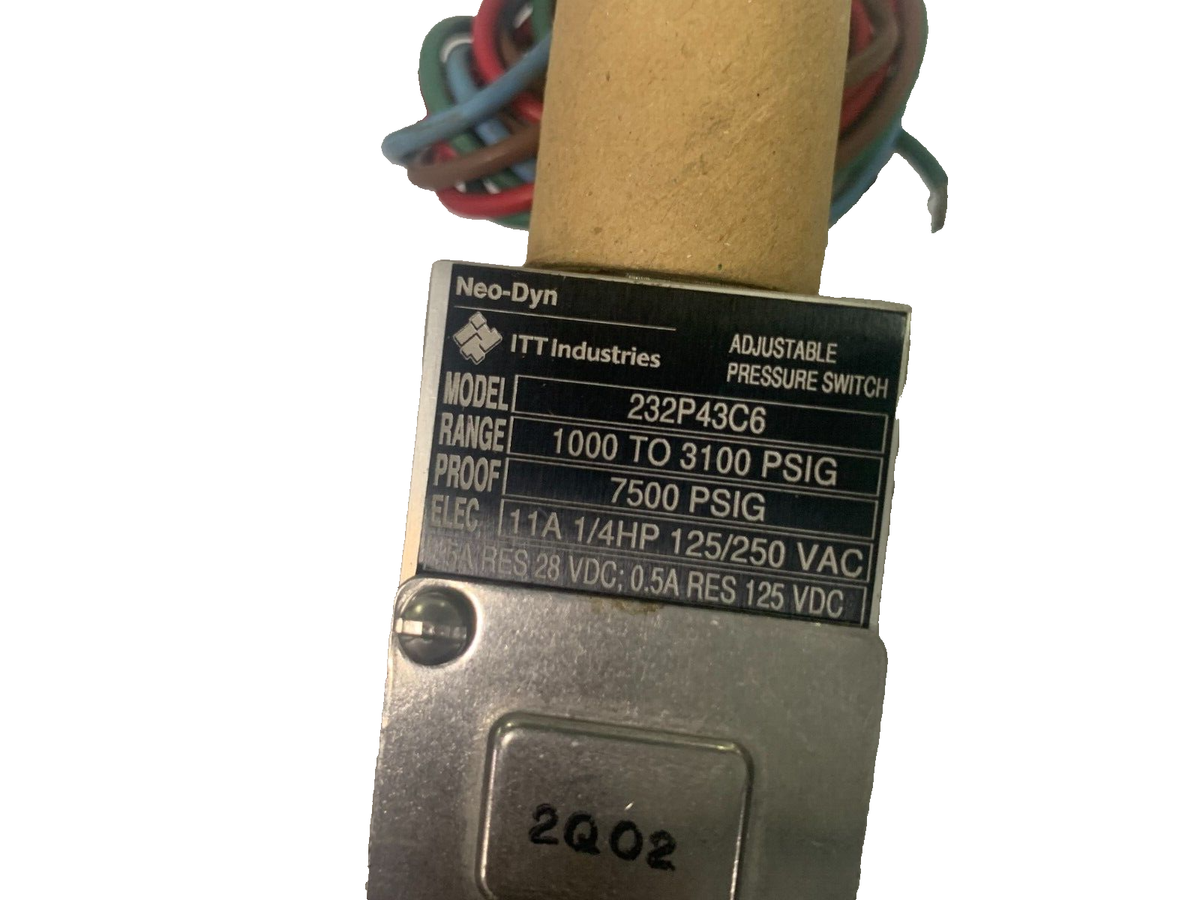 ITT Neo-Dyn 232P43C6 Adjustable Pressure Switch 1000 to 3100 psi