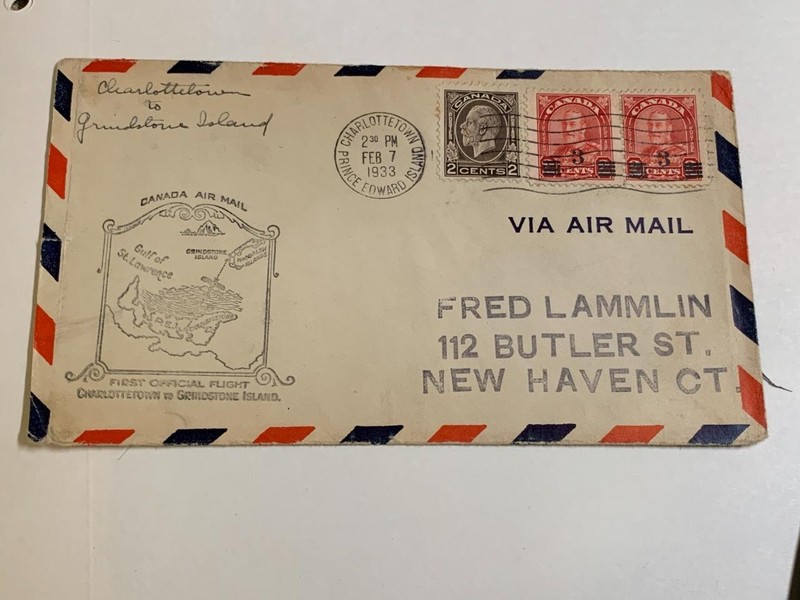 1933 Canada First Flight, Charlottetown to Grindstone Island Used SKU# 35264