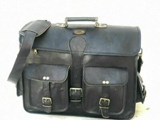 Leather Messenger Universal Laptop Bag Computer Shoulder Men's 17" Vintage Black