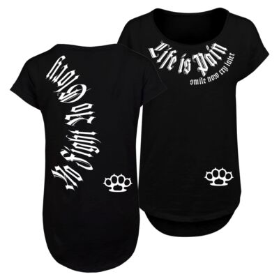 Frauen Long Slub TShirt Smile now Cry later WEIßE Serie style streetwear fuck 