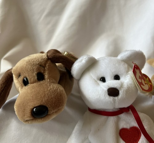 TY Beanie Baby Retired 1993/1994 Valentino & Bones Free Teenie Spunky Bundle - Picture 1 of 12