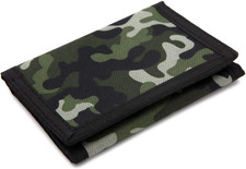 RFID Trifold Canvas Camouflage Wallet for MenMini Coin Purse with Zipper and ...