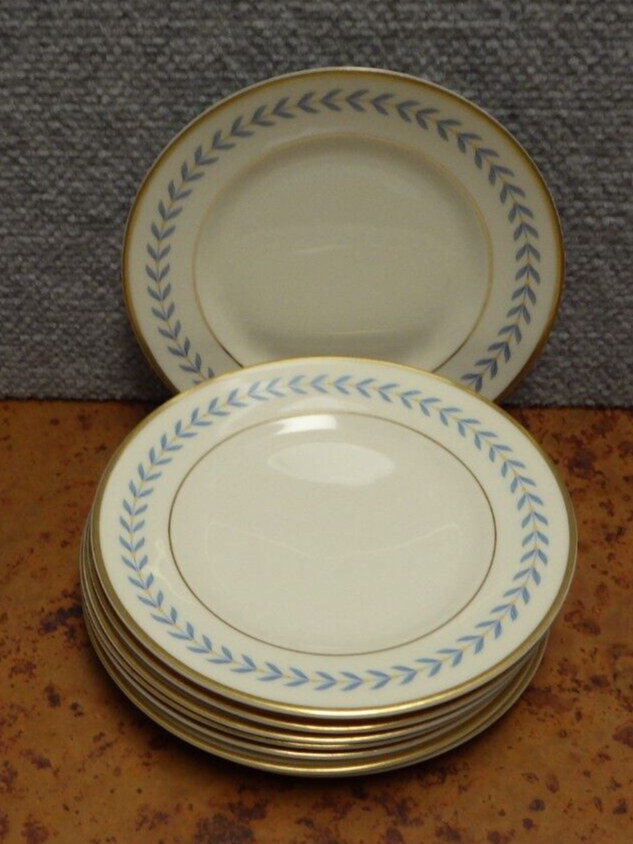 8 Bread Plates Sherwood Blue Laurel Old Ivory Syracuse China 6 1/4