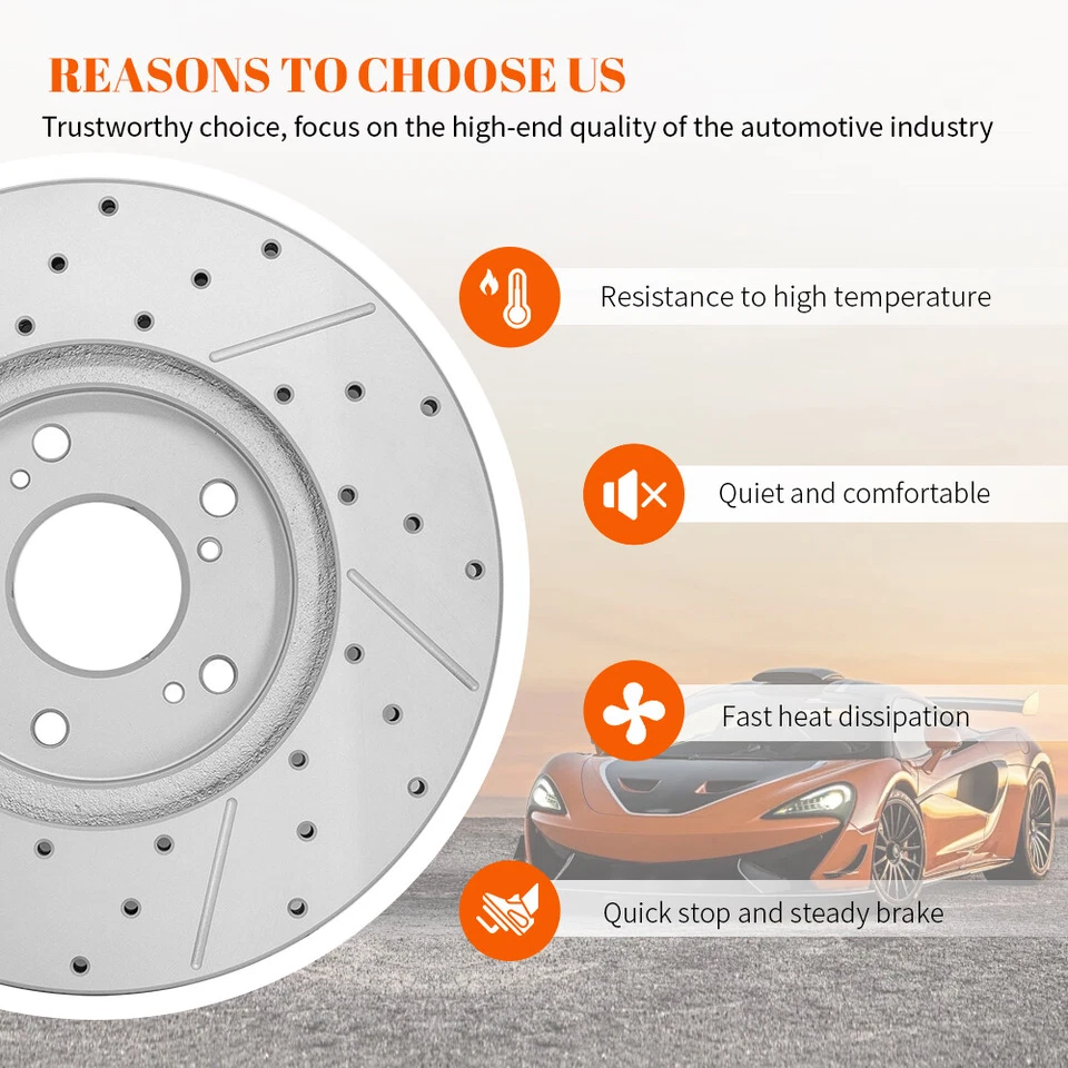 Front & Rear Drilled Brake Rotors for Dodge Grand Caravan Journey Town & Country - Image 3 of 4