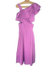 VERONICA BEARD Beilla Ruffled Sleeve Midi Dress Vivid Orchid Purple (MSRP $598)