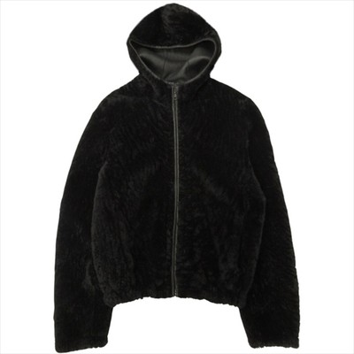 Prada Mouton Leather Hoodie Jacket Blouson Coat Sheepskin Sheep  