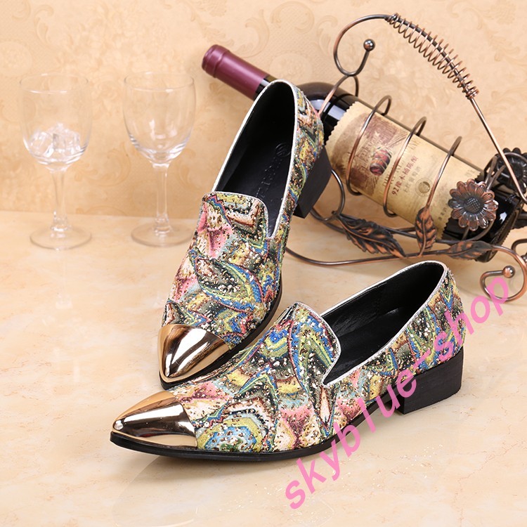 Scarpe casual da uomo Boho uomos Metal Pointy Toe Floral Leather Casual Shoes Summer Loafer Clubwear Sz Scarpe casual da uomo Boho uomos Metal Pointy Toe Floral Leather Casual Shoes Summer Loafer Clubwear Sz