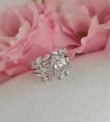 14k White Gold Plated 2.00Ct IGI Certified Lab Grown Diamond Enhancer Ring Set