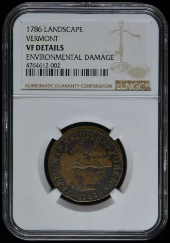 1786 Vermont Landscape Copper VERMONTENSIUM RR-7 NGC VFDetails Cert# 4764612-002