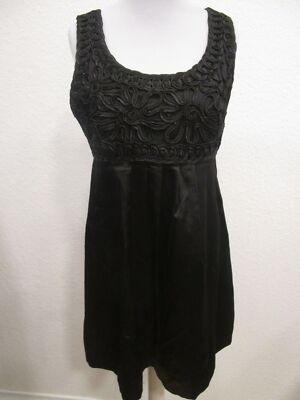 Vila Kleid Satin ähnlich ärmellos Applikationen schwarz Gr.L (B100)