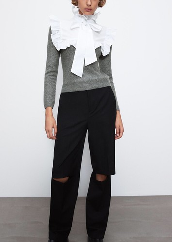 Zara Combination Knit Sweater Gray 2142 