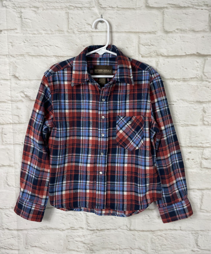 Outdoor Casuals Youth Boys Plaid Flannel Pearl Snap Shirt Size Small