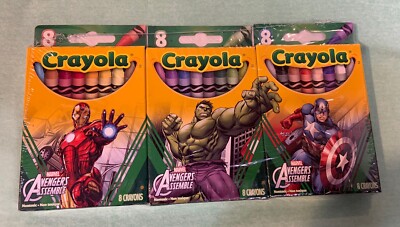 Crayola Disney Marvel Avengers set of 3 - 8 packs Iron Man Hulk Captain America
