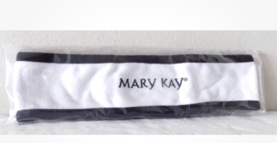 Mary Kay White w Black Trim Adjustable Hairband New Headband Hair Sweatband