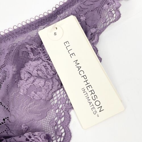 Elle Macpherson Intimates Spree Thong Size S Montana Grape Floral Lace Bow New - Picture 3 of 7