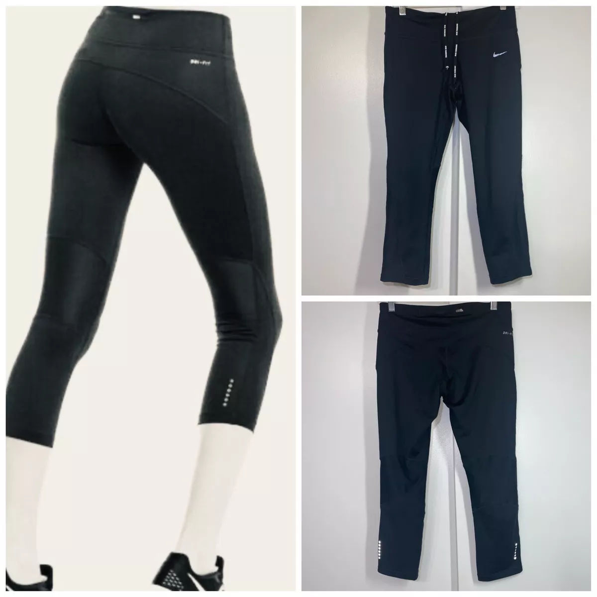 Nike Dri FIT 3.0 Racer Women s Black Running Capris Cropped Leggings Size Small