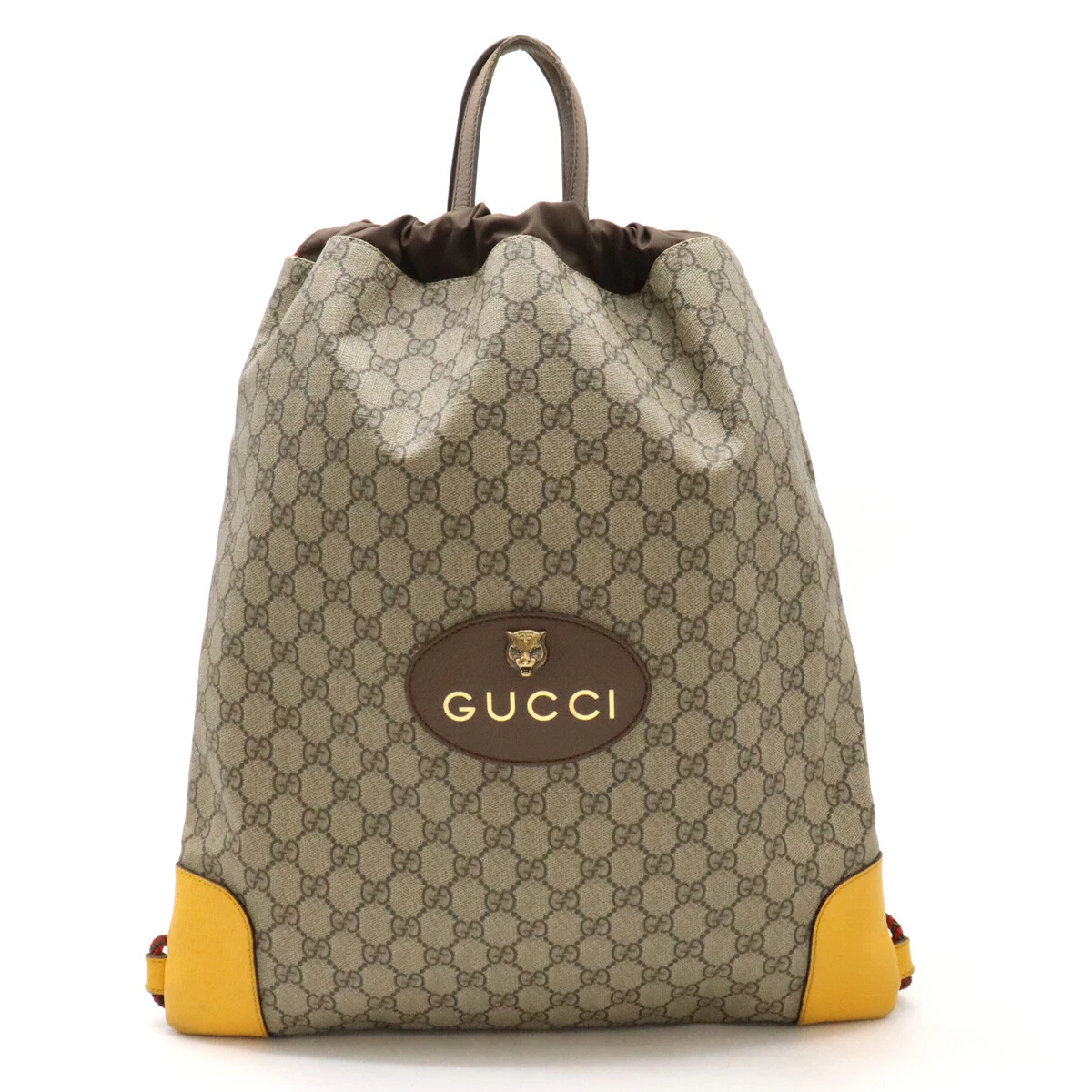 Sac à dos GUCCI GG Supreme Cat Head cordon PVC beige marron foncé #12460389