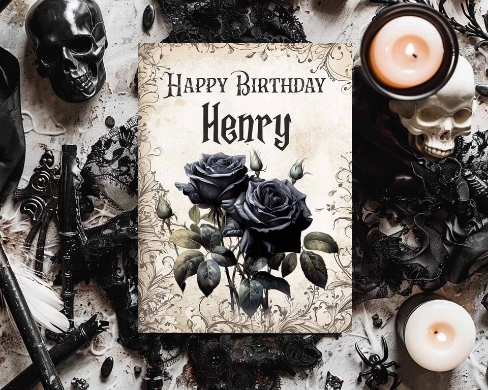CREATION ART Personalised Gothic Birthday Card , gothic greeting card Card