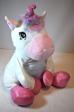 Stuffed Unicorn Soft Cuddly Plush 17  White, Pink  Purple w/ Pink Hooves  Horn