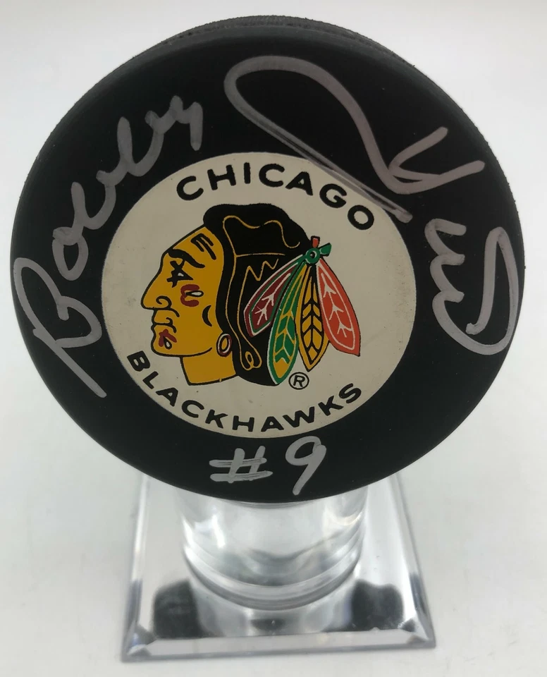 Bobby Hull Chicago Blackhawks Autógrafo Firma JSA Auténtico Disco de Hockey Certificado de Autenticidad Foto 2 de 3