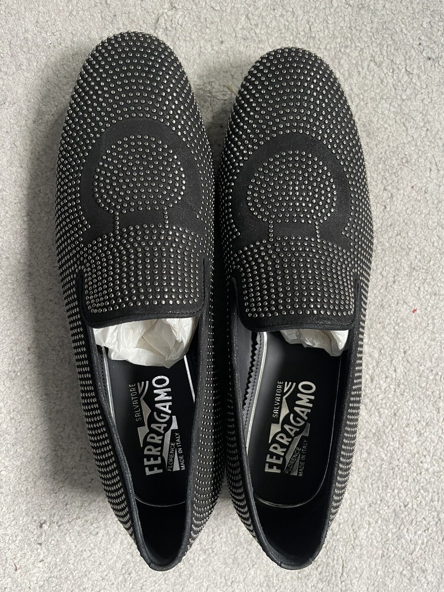 Salvatore Ferragamo Men's Black Studded shoes Size EEE UK