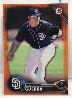 Javier Guerra 2016 Bowman Draft Prospect Orange Papier #' D 10/25 - Padres