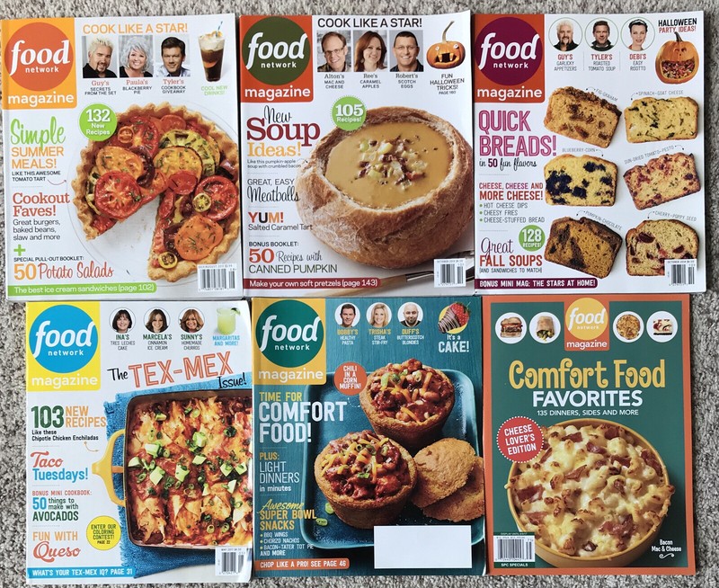 Lot 6 FOOD NETWORK Magazines + 1 Rachael Ray 2011-2017 VG-LN One Owner!