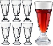 Set of 6 Milkshake Glasses 300ml Tall Footed Glasses for Water Juice Falooda
